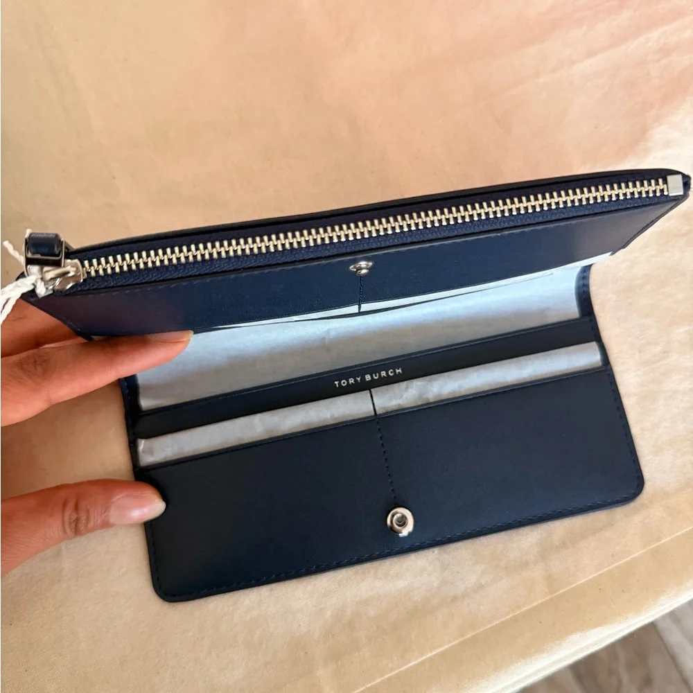 New Tory Burch nylon Navy Tote with Matching Wallet